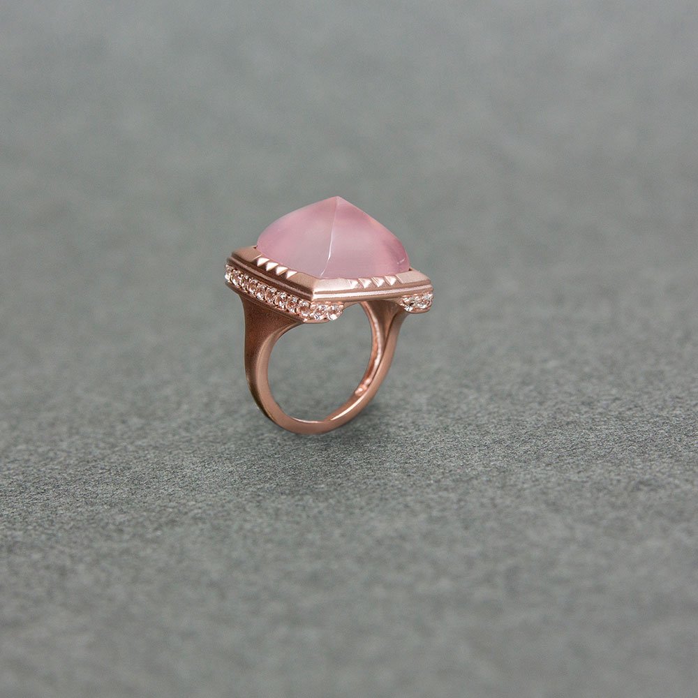 Rose Gold Plated Sterling Silver Ring With Rose Quartz